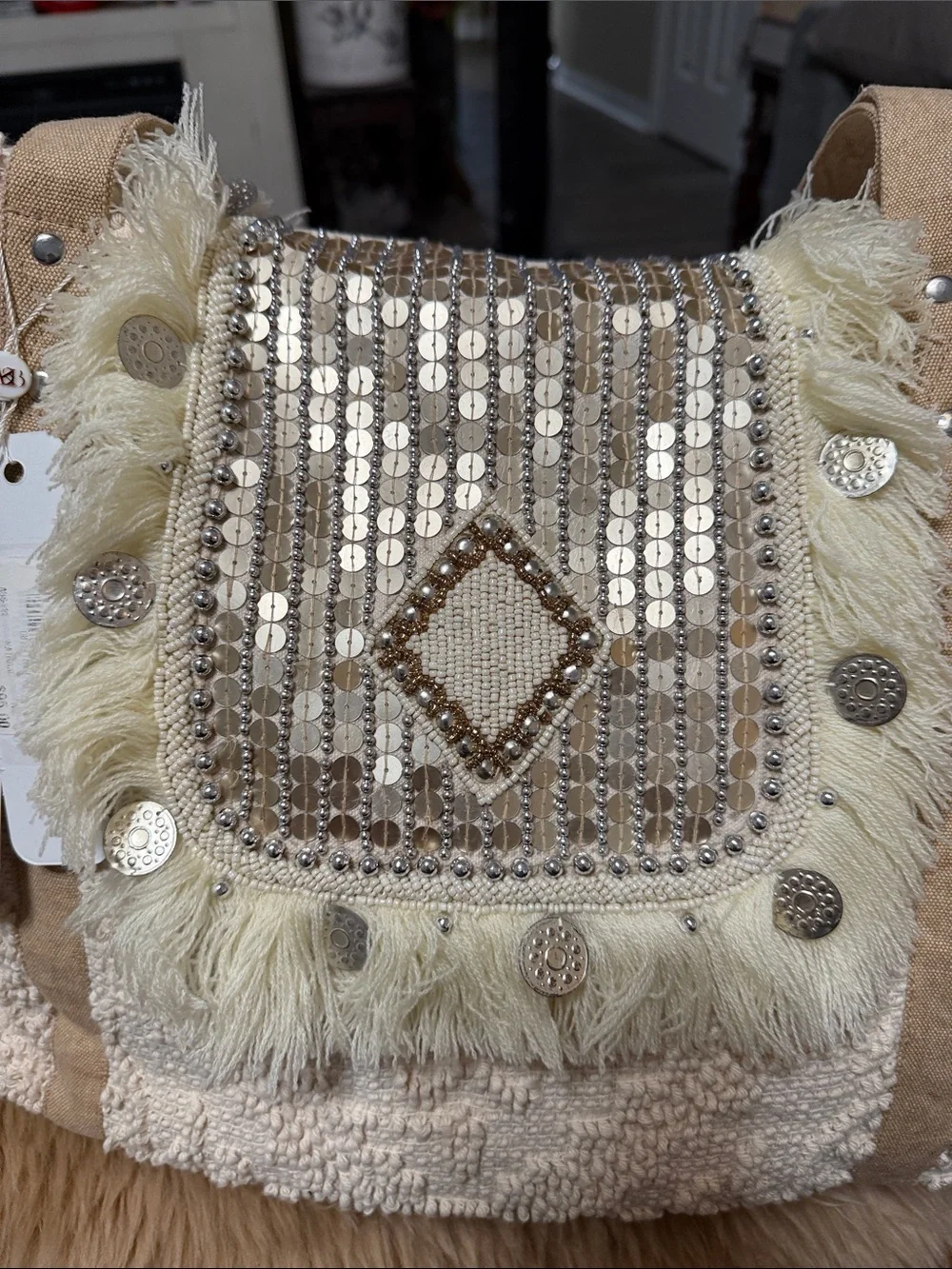 America & Beyond Beaded Tote NWT